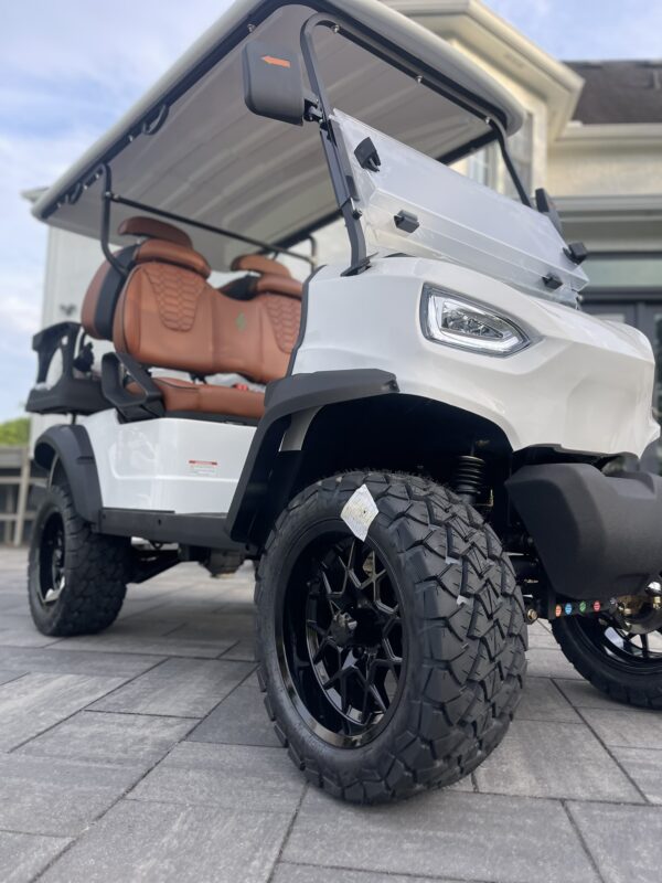 Bolt EV X4 White Brown Stitch Golf Cart