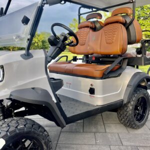 Bolt EV X4 White Brown Stitch Golf Cart