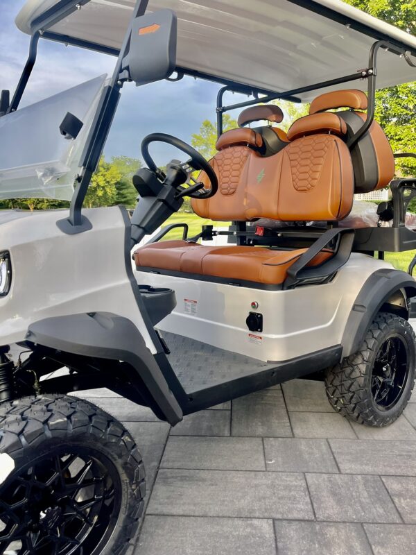 Bolt EV X4 White Brown Stitch Golf Cart